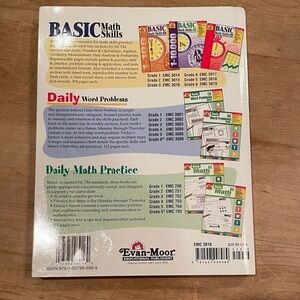 NWT Evan-Moor Basic Math Skills Grade 3 workbook test prep flashcards 300 pages